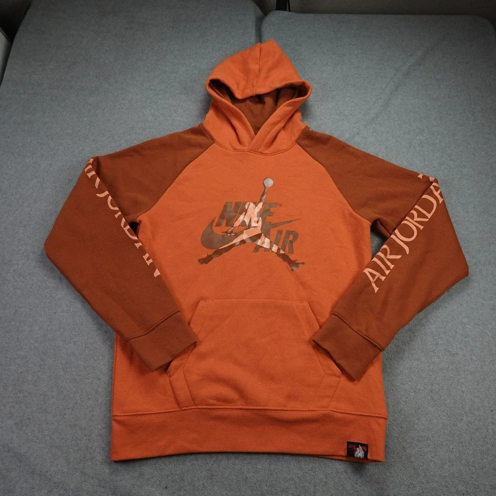 Jordan Hoodie Boys Youth XL Orange Brown Colorblock Jumpman Nike Air Pullover‎
